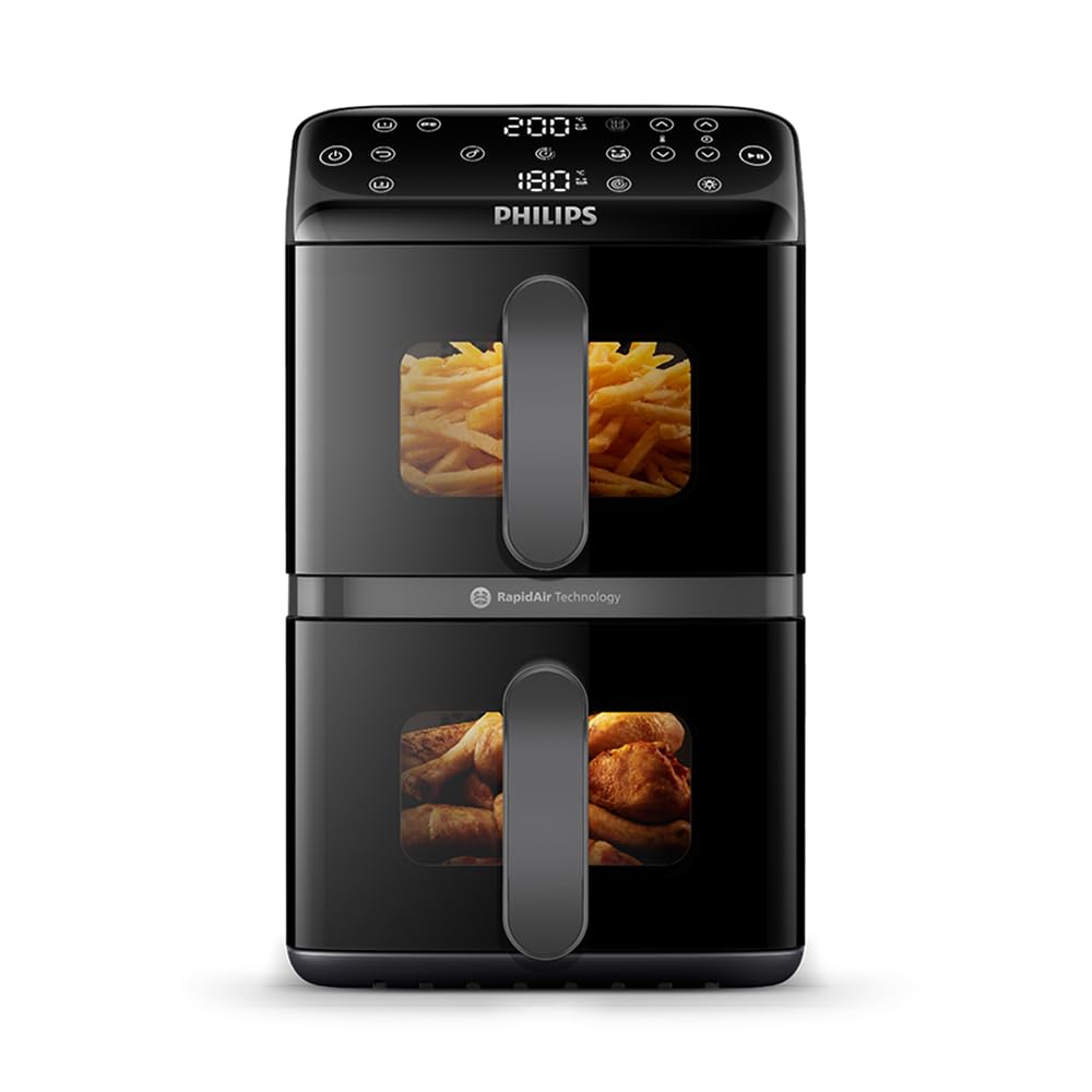 Philips Airfryer 4000 - Air Fryer VerticalDuo 10L (5+5), 13 modes, Noir