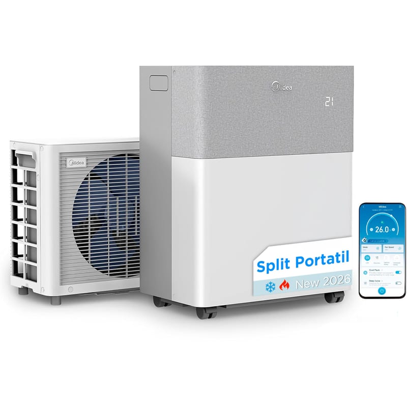 Midea Climatiseur PortaSplit Mobile Silencieux 4-in-1| 12000 BTU | Chauffage et Climatisation Po