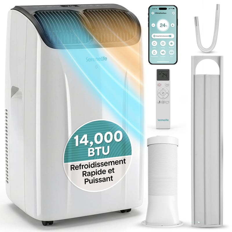 SereneLife Climatiseur Mobile 14000 BTU 4kw
