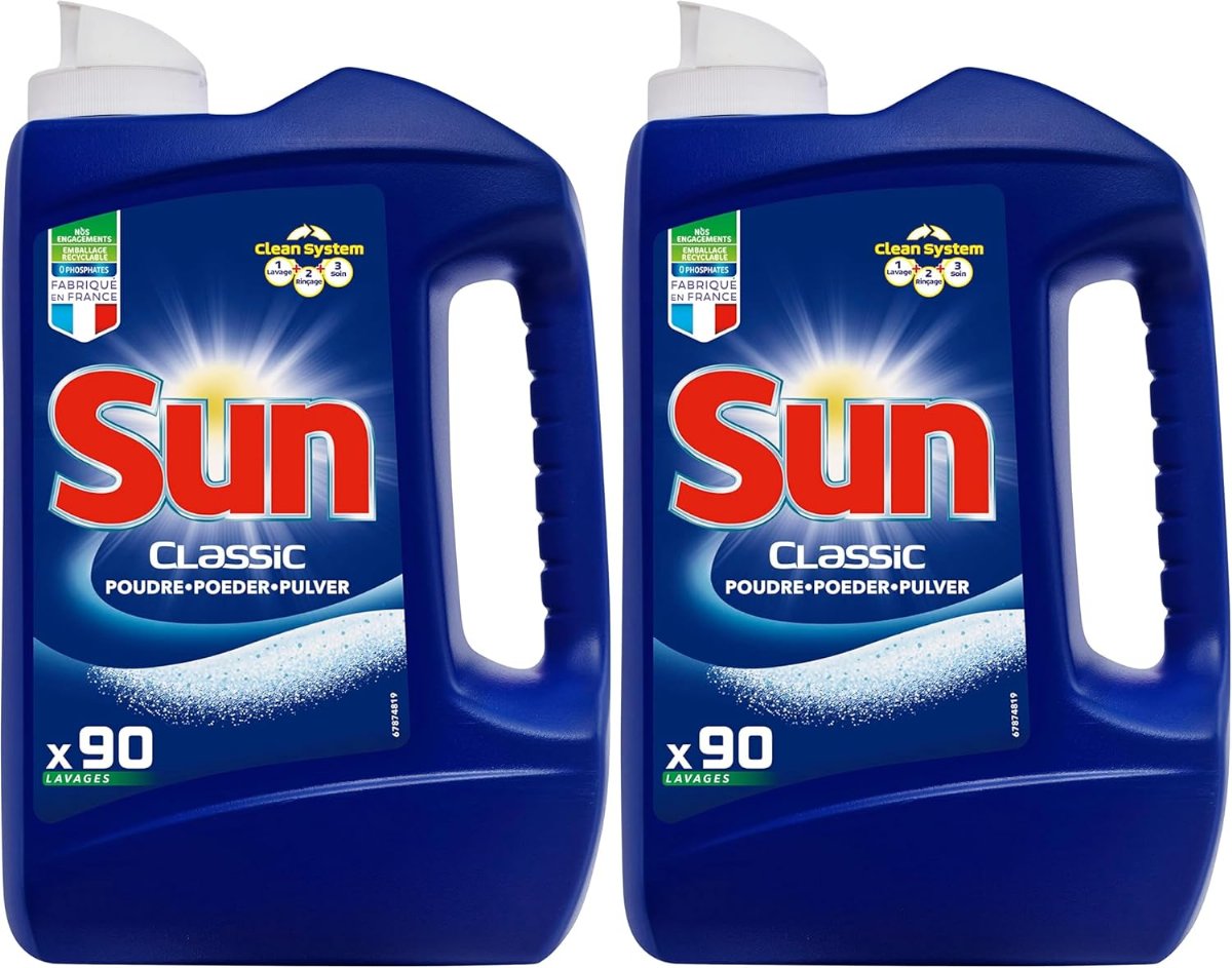 Sun Poudre de Lavage Lave-Vaisselle Classic 90 Lavages (Lot de 2)